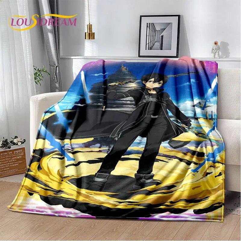 Мягкое плюшевое одеяло SAO Sword Art Online с рисунком аниме, фланелевое одеяло для гостиной, спальни, кровати, дивана, пикника, детей