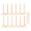 Bamboo Dish Plate Lightweight Portable Environmental Friendly Durable Pine Wood Dish Rack5 Grids 23cm