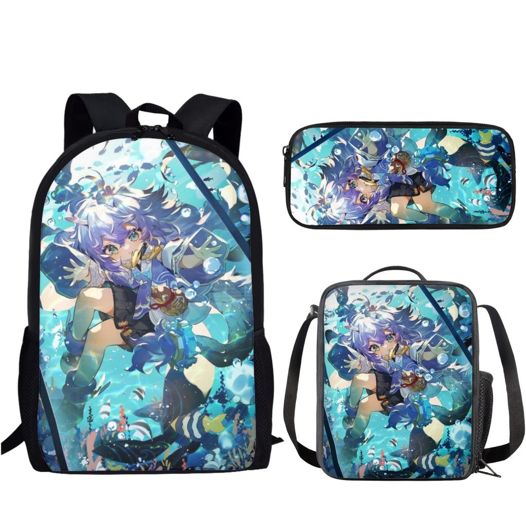 Trendy Popular New Honkai Impact Pattern 3D Print 3pcs/Set Student School Bags Laptop Daypack Backpack Lunch bag Pencil Case