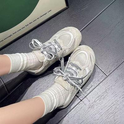 Кожаная сетка внутренняя высота увеличение немецкие тренировочные туфли женские 2025 весна и лето новая пара шнурков дышащая стопа маленькая спортивная Forrest Gum