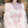 Loose Knit Sweater Women Winter Fluffy Korean Style Diamond Embroidered Casual Clothes