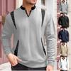 Мужской свитшот, повседневный, с V-образным вырезом, с длинным рукавом, футболки со стойкой, пуловер, вязаный, для улицы
