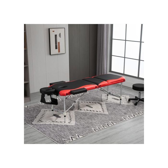 HOMCOM Складная массажная кушетка с регулируемой высотой и подголовником 215 x 60 x 61-84 см
