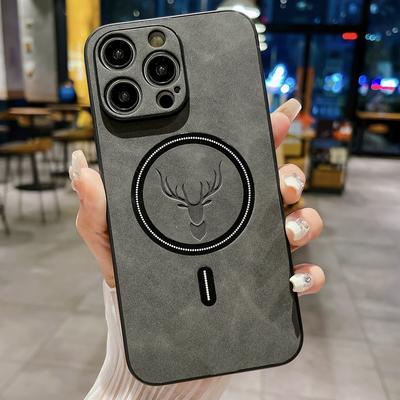 Для iPhone 16 15 Plus 14 13 12 Pro 11 Samsung S25 S24 FE S23 матовый кожаный чехол для беспроводной зарядки Magsafe роскошный винтажный чехол для телефона