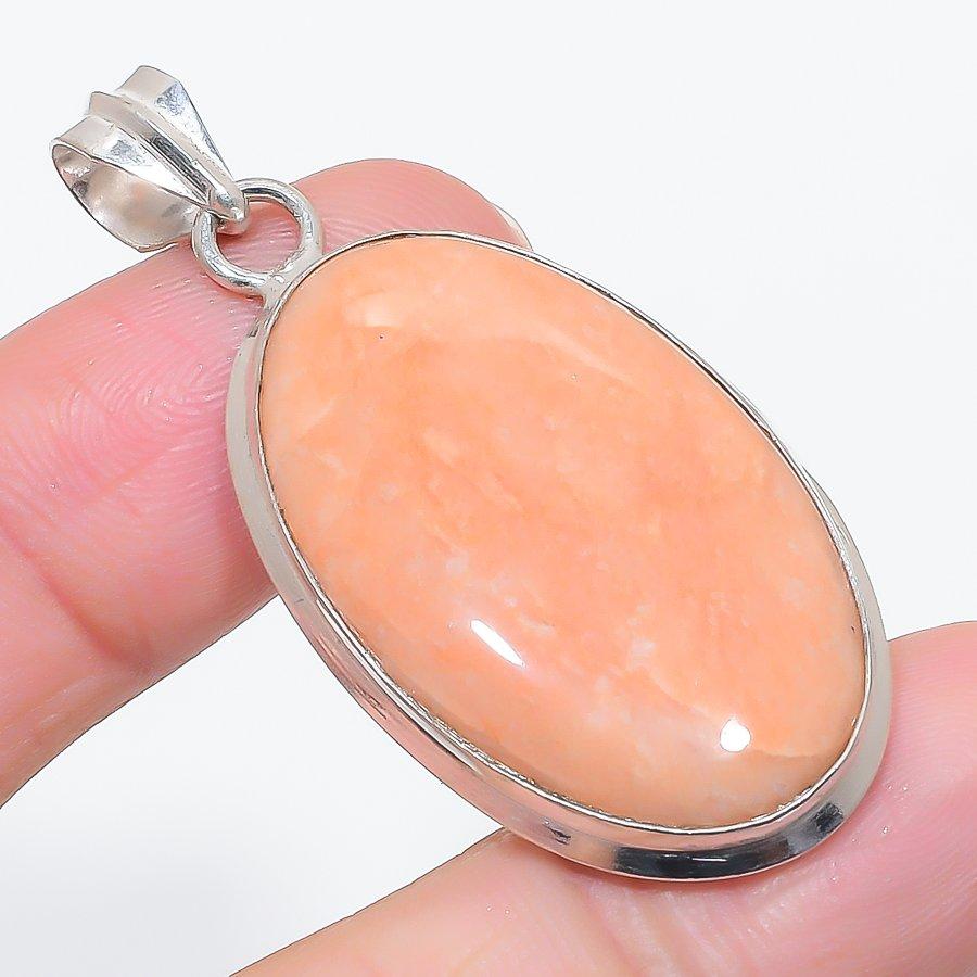 Natural Orange Aventurine 925 Sterling Silver Jewelry Pendant 2.13" AP-12848