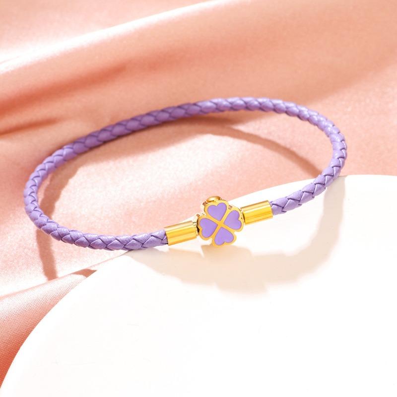 Браслет-клевер на удачу для женщин, браслет из натуральной плетеной кожи, 6 цветов, украшение для вечеринки по случаю дня рождения, рождественские подарки
