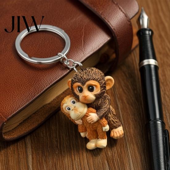 Portable Monkey Charm for Purse 3D Punch Keychain, Protect The Hanging Ornament, Easy to Assemble Key Ring Cute Resin And Orangutan Keyring