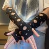Новые черные готические перчатки без пальцев с вырезами для женщин, мужчин, унисекс, панк, нарукавники, митенки для косплея, Хэллоуина
