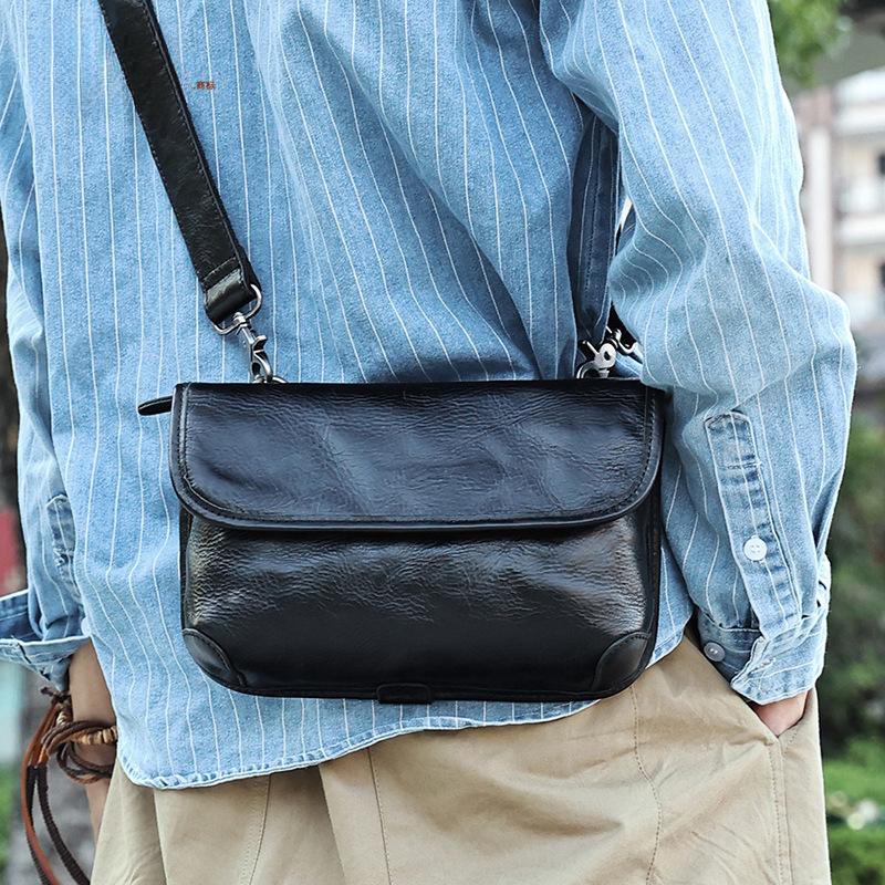 Мужская сумка через плечо Street Trend, кожаная сумка, мужская сумка через плечо из коровьей кожи, повседневная сумка через плечо из натуральной кожи, черная мужская сумка