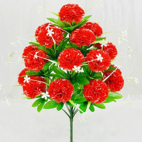 Artificial Carnation Realistic 18 Head Fake Silk Flower UV Resistant Wedding Party