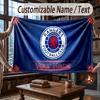 Фланелевое одеяло с индивидуальным именем, узор Rangers FC, теплое домашнее украшение