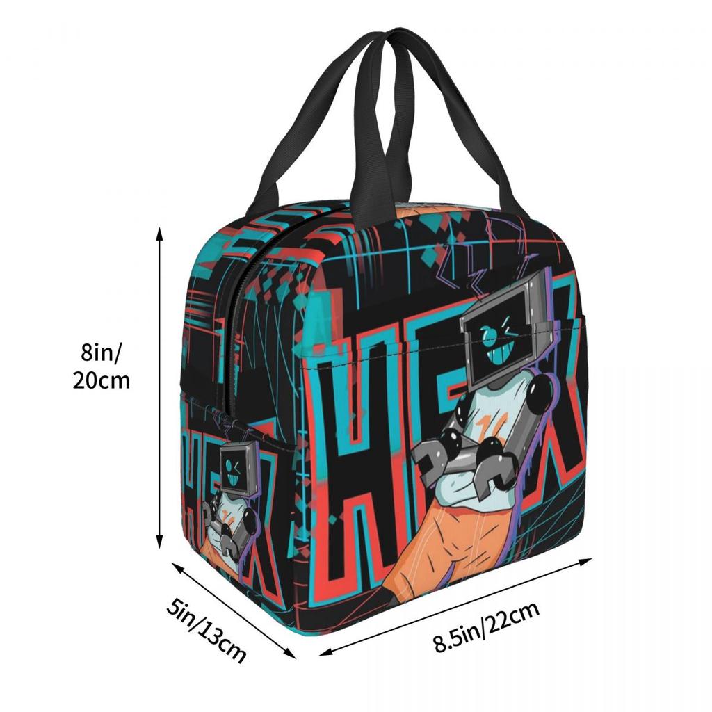 Insulated Lunch Bag for Kids School Cooler Thermal Food Box Tote Portable Lunch Boxes Container Fnf Hex Neon Artwork