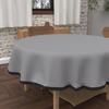 Round Stain-resistant Tablecloth In Washed Microfibre, Diameter 180 Cm, BOHEME Grey, by Soleil d'Ocre