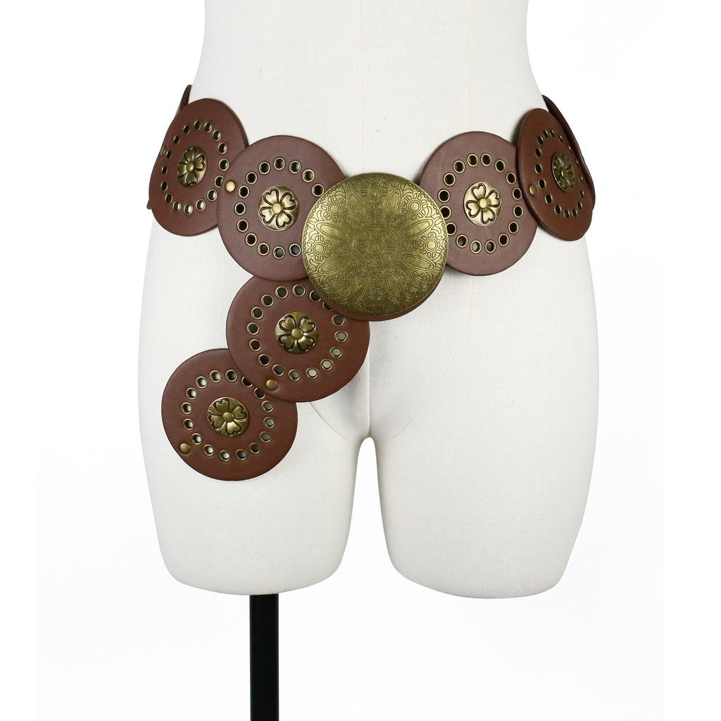 Винтажный западный джинсовый стиль Персонализированный ремень Женский металлический сращенный полый газовый глаз Поясная печать