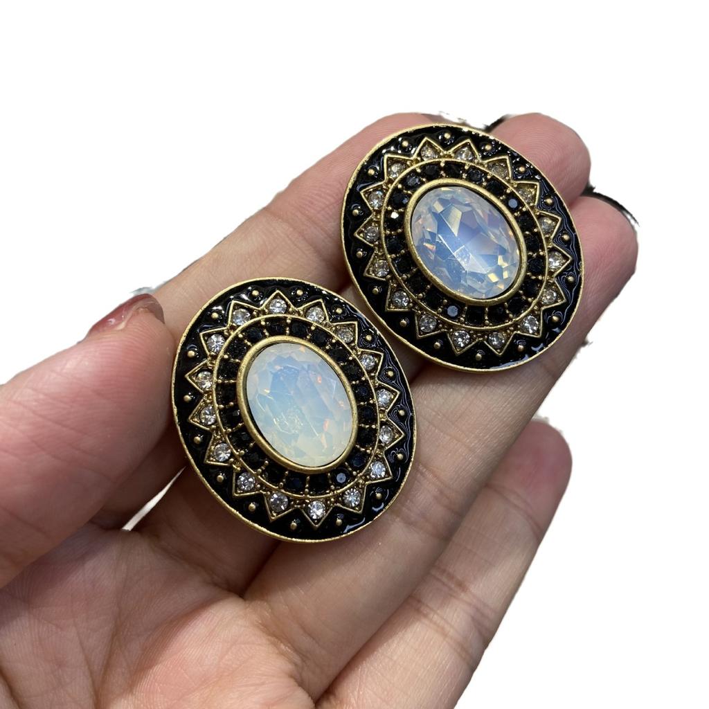 Темперамент универсальные овальные эмалевые серьги-гвоздики с кристаллами женские средневековые украшения серебряные 925 пробы серьги-гвоздики с маркировкой HD oil diamond