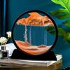 3D Flowing Sand Art Picture 7-Inch Round Glass Seaview Hourglass Flowing Sand Craft Flowing Sand Painting Home Decoration