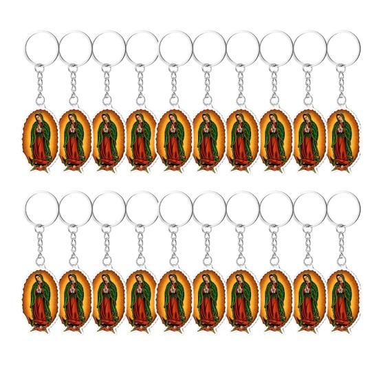Религиозный брелок для мужчин женщин католический сувенир с Девой Марией христианский акриловый брелок маленькие подарки для гостей на крещение