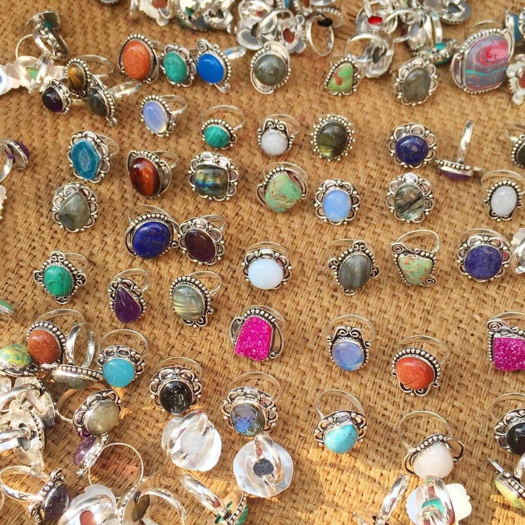 5 шт. Кольца с натуральными драгоценными камнями, винтажные кольца, Кольца ручной работы, Ювелирные изделия, 111