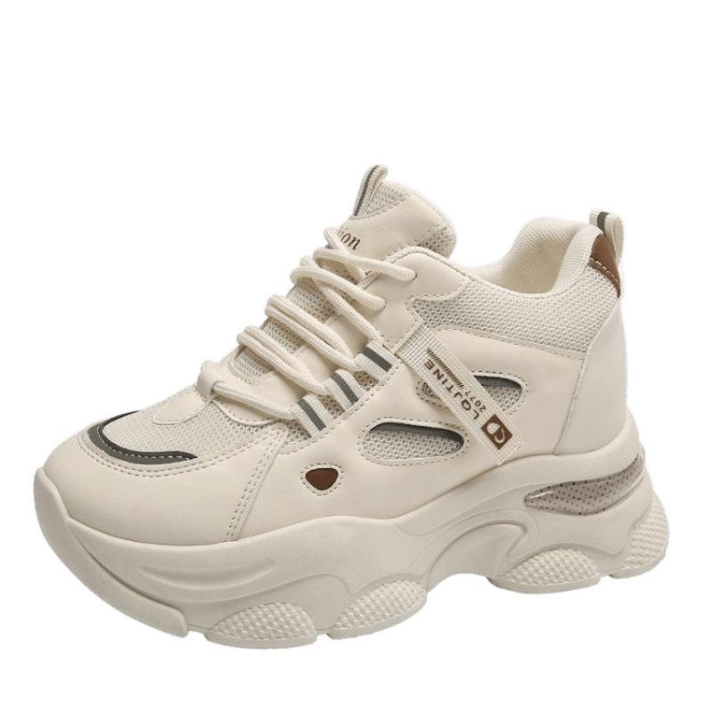 Сетчатые дышащие кроссовки на толстой подошве в стиле «папа» 2025 новые модные ins обувь для повседневной носки с внутренней танкеткой корейская версия спортивных кроссовок для бега