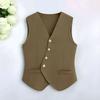 Women's Sleeveless Blazer Vest Dressy Suit Waistcoat V Neck Button Up Asymmetrical Hem Business Work Outfit