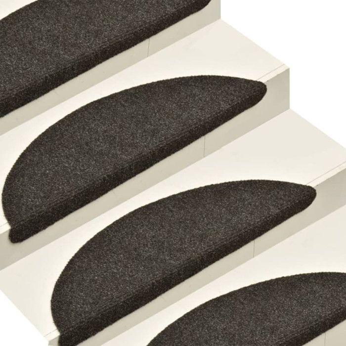 VidaXL Self-adhesive Stair Treads 15 Pieces 65 X 21 X 4 Cm Anthracite Semi-round Large 322353