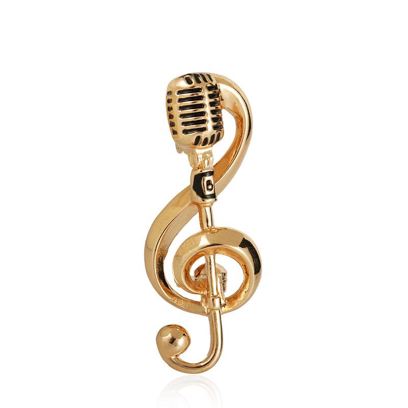 Blucome Сплав новый микрофон музыкальная нота броши эмалированная булавка для женщин певица вечерние концертные аксессуары новогодний подарок