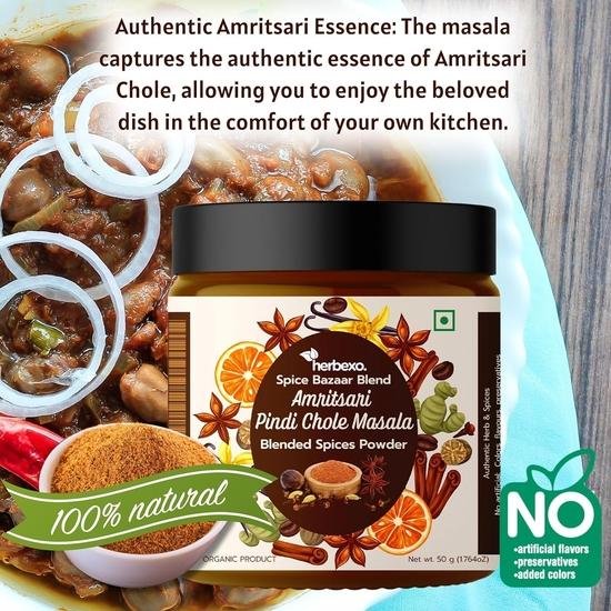 Herbexo Amritsari Pindi Chole Masala I Почувствуйте настоящий вкус смеси специй Pindi Chole I Premium, созданной экспертами с 1950 года.