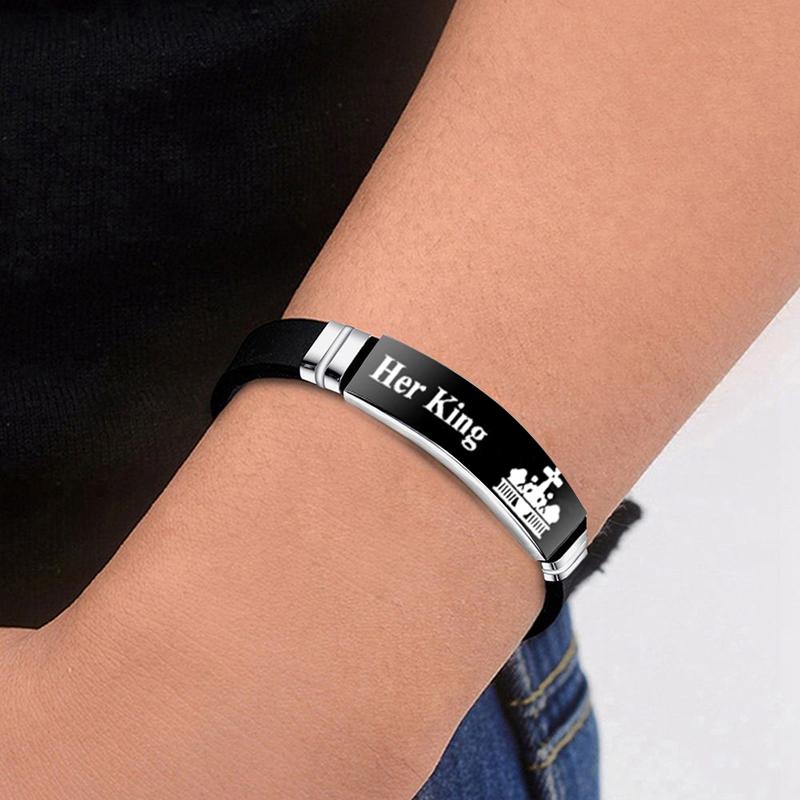 2Pcs/Set Crown Her King His Queen Trendy Sport Silicone Couple Bracelet Bangle Lover Bracelets Gift