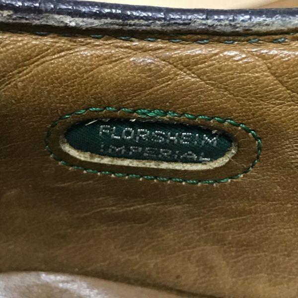 Винтажные 70-80-е / FLORSHEIM Imperial Обувь с гладким носком из шагреневой кожи Коричневые / 11B / 28.0см / Зеленый шов и окошко(ИСПОЛЬЗОВАЛ)