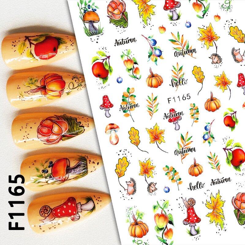 3pcs Stickers Autumn Winter Dry Red Gold Brown Maples Leaves Nail Art Decals Stickers For Nails Art Manicures Tips Decorations