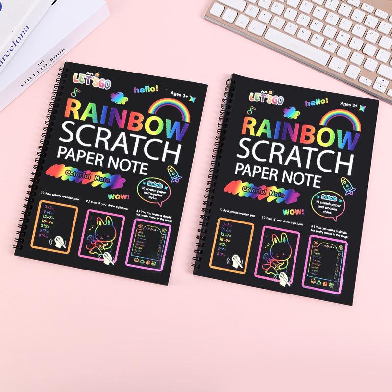 1 Set Children Diy Graffiti Book Montessori Educational Toys Rainbow Magic Scratch Off Paper For Kids Arts Scraping Painting Toy