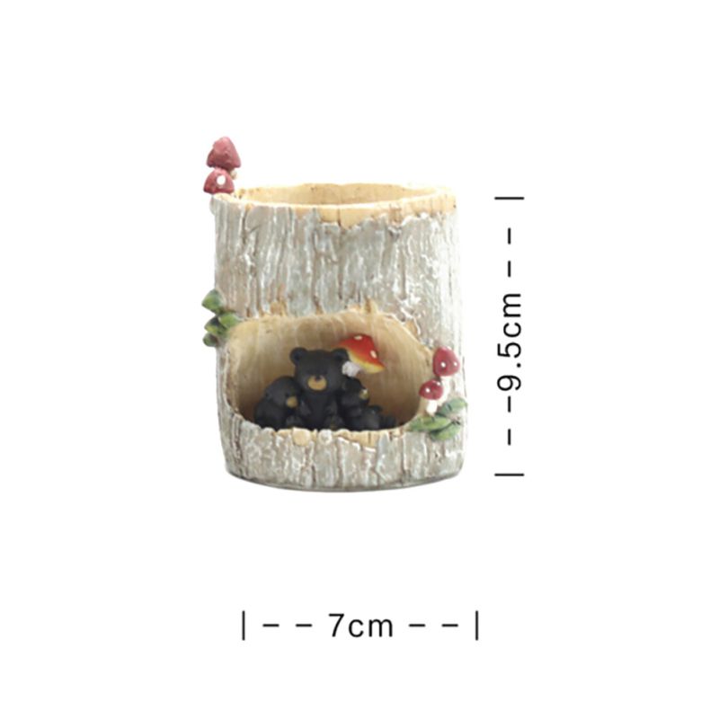Милые горшки для суккулентов Горшок Кашпо Животное Растения с дренажным отверстием Пень Дерева Подставка для ручек Сад Дом Настольное украшение