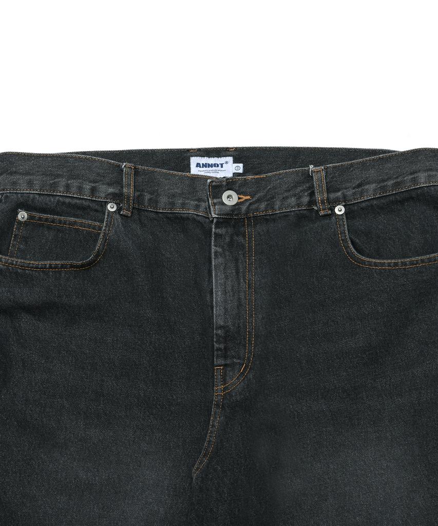 ANNOT Stone Washed Denim Pants Snow Black