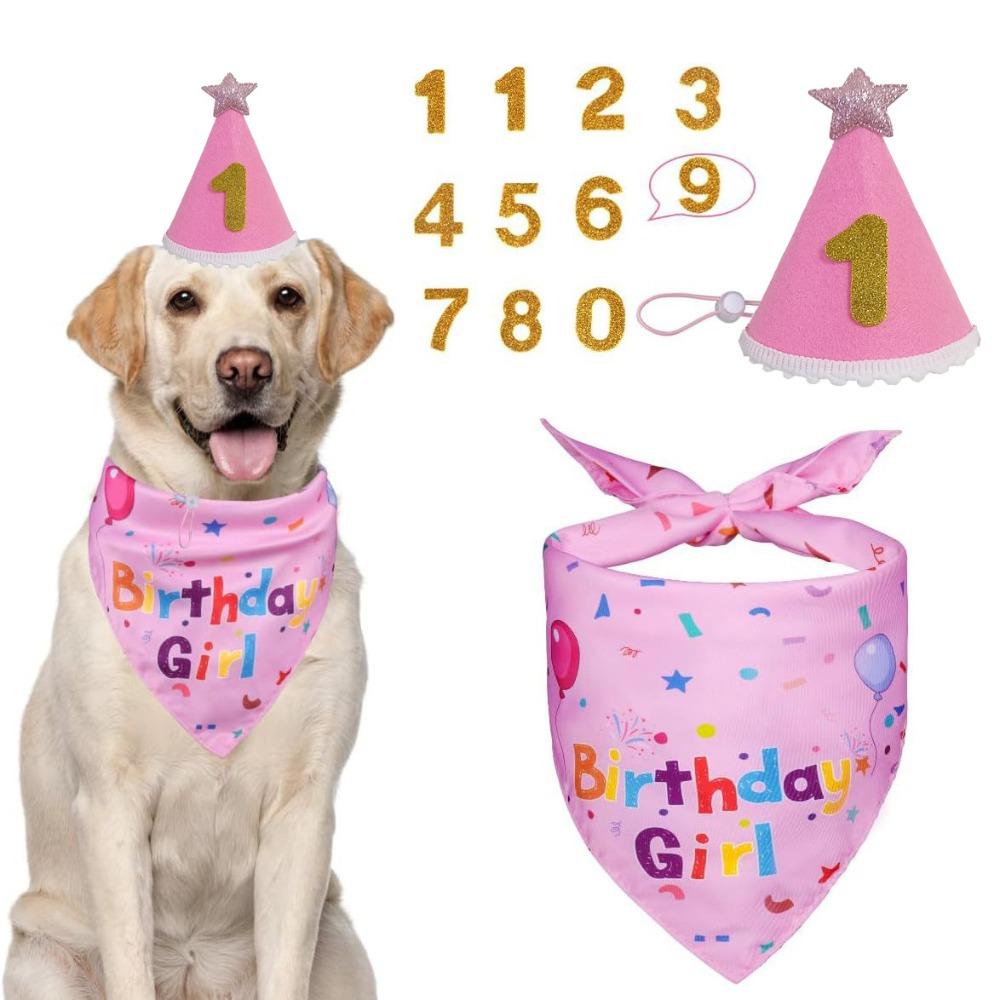 Cute Pet Birthday Caps Adjustable Cat Triangle Scarf Dog Dress Up Dog Birthday Bib  for Dogs Cats