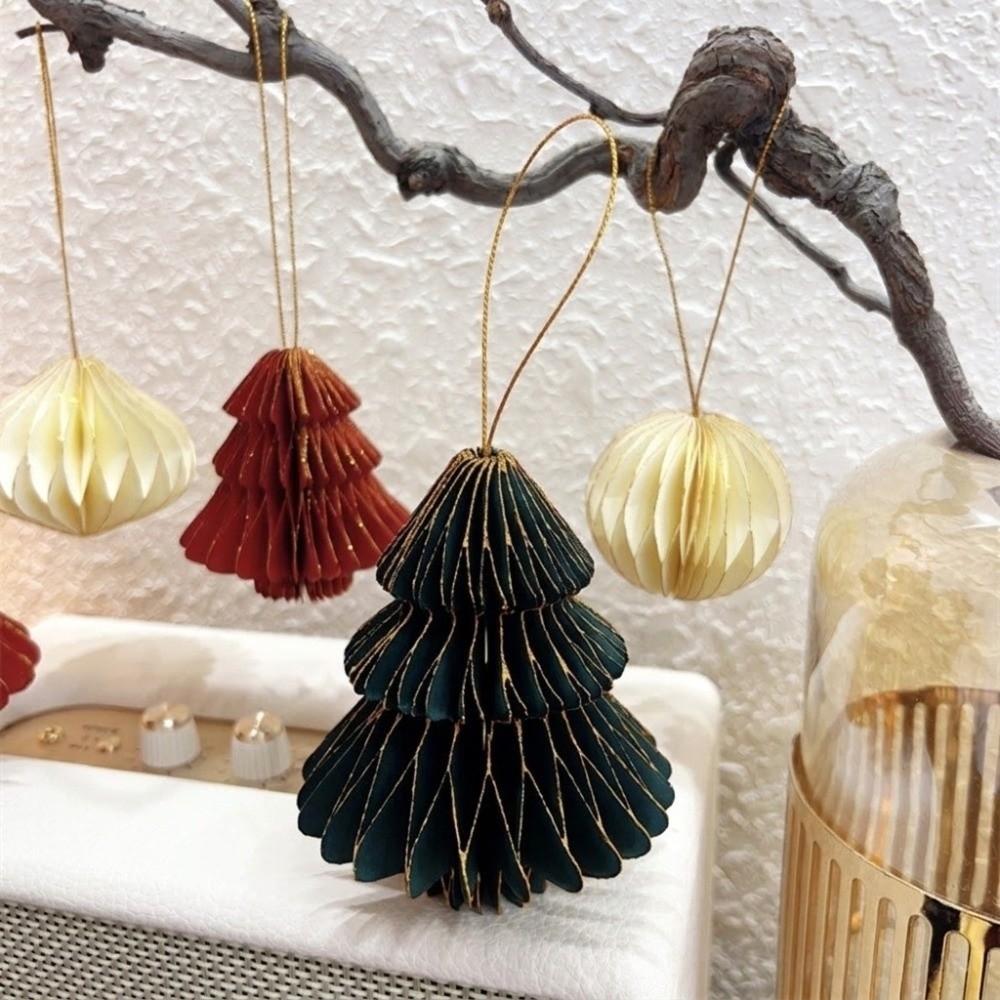 Paper Christmas Tree Honeycomb Ball Solid Color Christmas Tree Decoration Christmas Theme Party