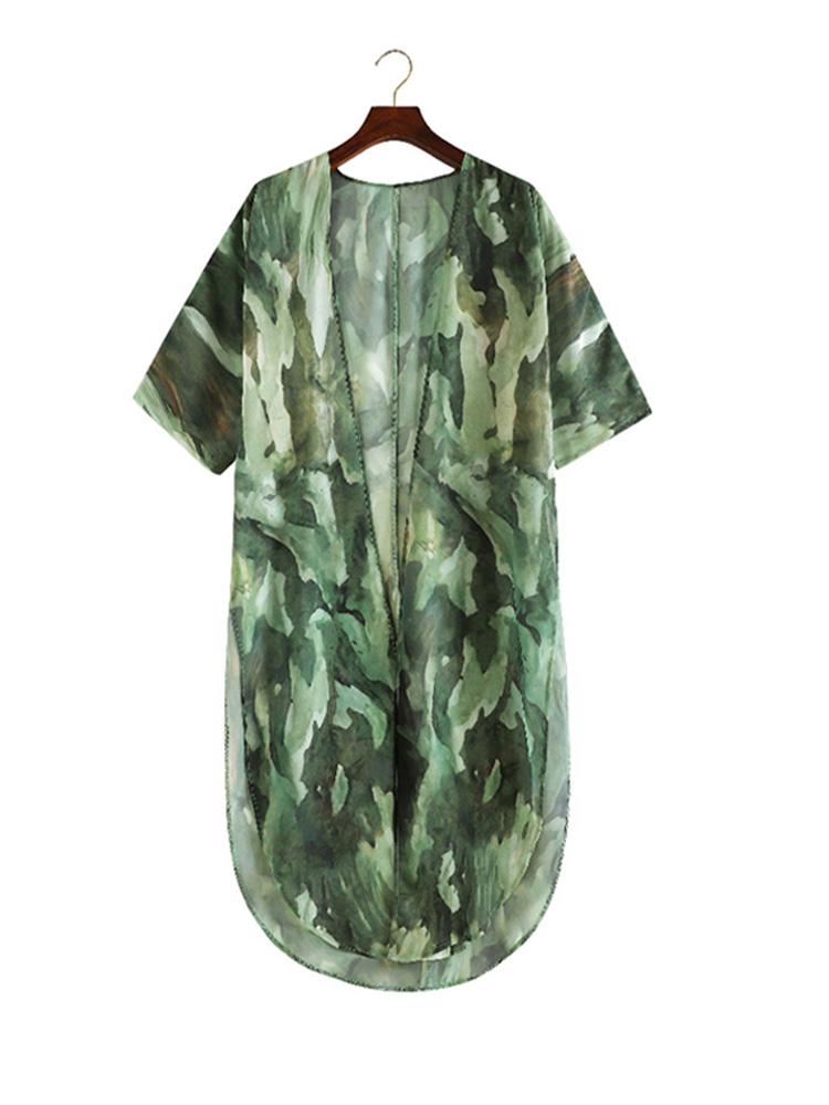 2024 Шифоновая туника с принтом в стиле бохо, сексуальный купальный костюм, накидки, летняя пляжная одежда, платье-кимоно, женский летний купальник, накидка