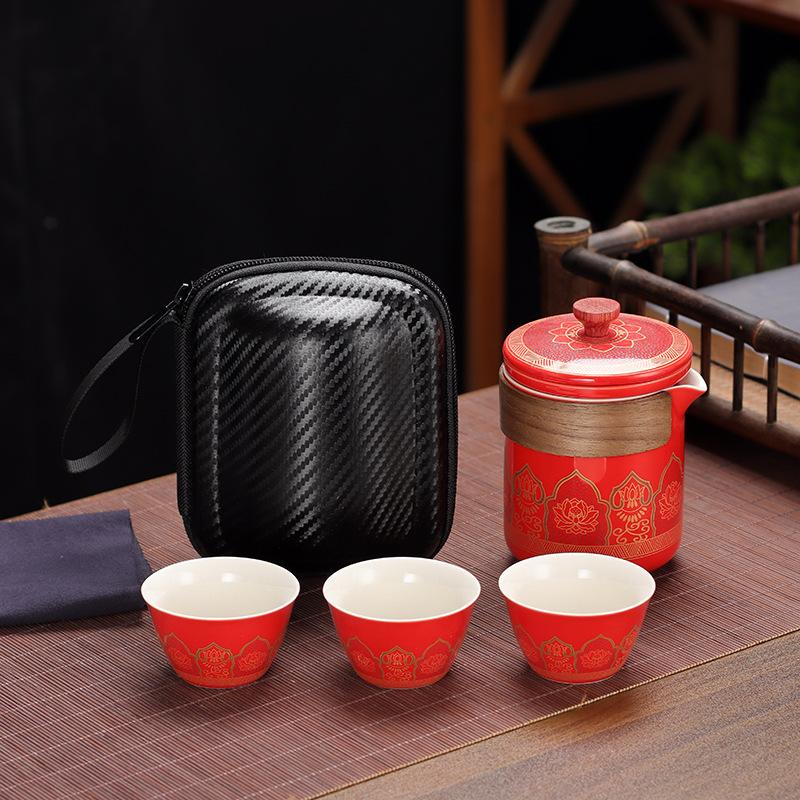 Travel tea set, convenient Kung Fu tea set set, outdoor Kuaike cup, holiday company business gift