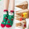 3D Cartoon Coral Fleece Christmas Socks for Adults & Kids, Half-Velvet with Acrylic Ball Design