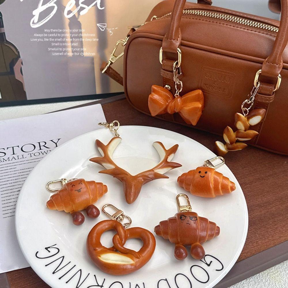 Bagel Simulated Food Key Chain Keyring Croissant Bag Accessory  Backpack Decor