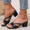 Cross Tied Design Brand High Heel Slippers Women Comfortable Concise Square Toe Slide Sandals Summer Sexy Open Toe Beach Sandals