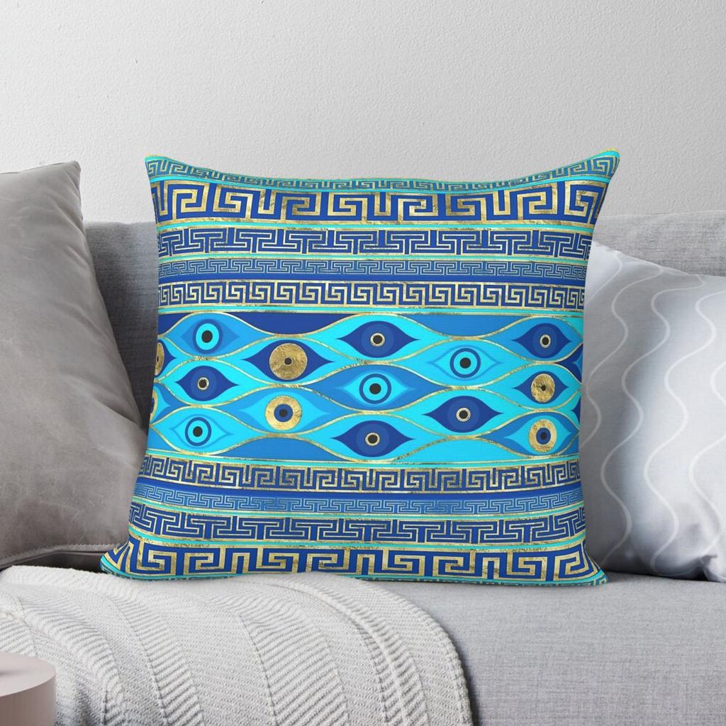 Greek Evil Eye And Key Pillowcase Polyester Linen Velvet Pattern Zip Decor Home Cushion Case
