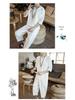 Men's Chinese Linen Pajama Set: Short Sleeve Hanfu Top with Frog Buttons and Cotton Linen Capri Pants In Trendy Loose Fit