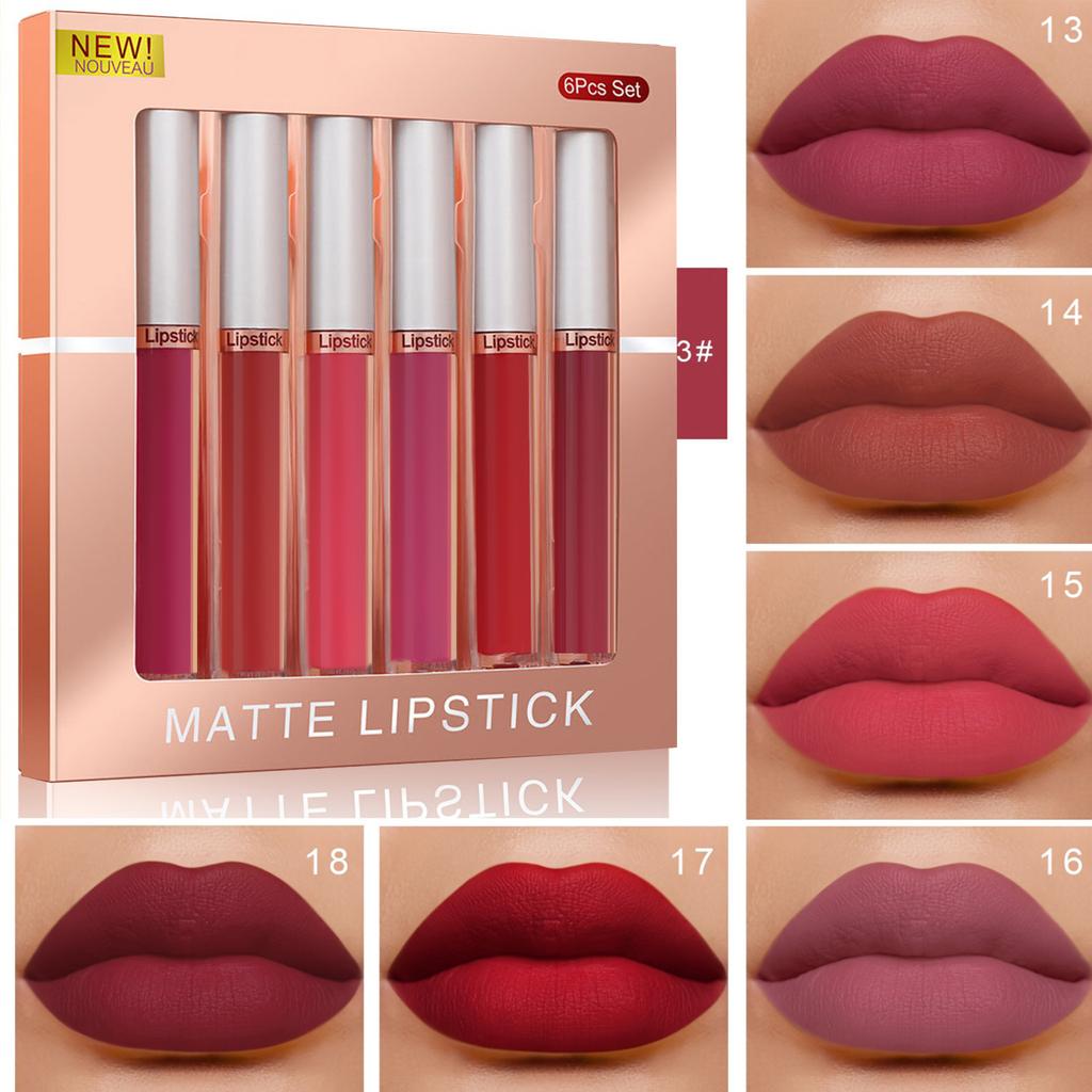 2.5ml Six Piece Women's Dyed Long Lasting Waterproof Lipstick Set Moisturizes Lips
