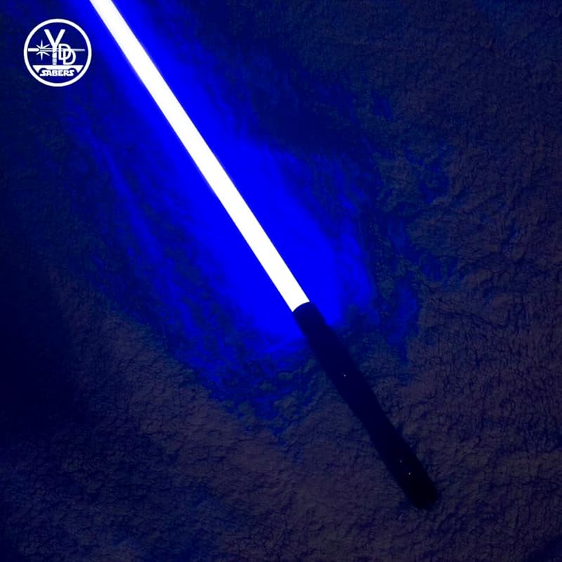 YDDSABER Lightsaber LED Blade Metal Hilt Force FX Sound Effects Equipped with Sensor Rechargeable Light Up Sword (Black Hilt Blue Blade)