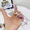 M polygonal small frame shiny border girls plain Internet celebrity flat glasses no degree can be matched with myopia glasses