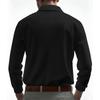 Men Waffle Knit Long Sleeve Polo Shirt Casual Button Up Solid Color Slim Fit Top