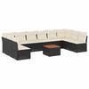 VidaXL Salon de Jardin avec Coussins 11 pcs, Canapés de Patio, Ensemble de Meubles, Mobilier de Terrasse Exterieur, Noir 3256126