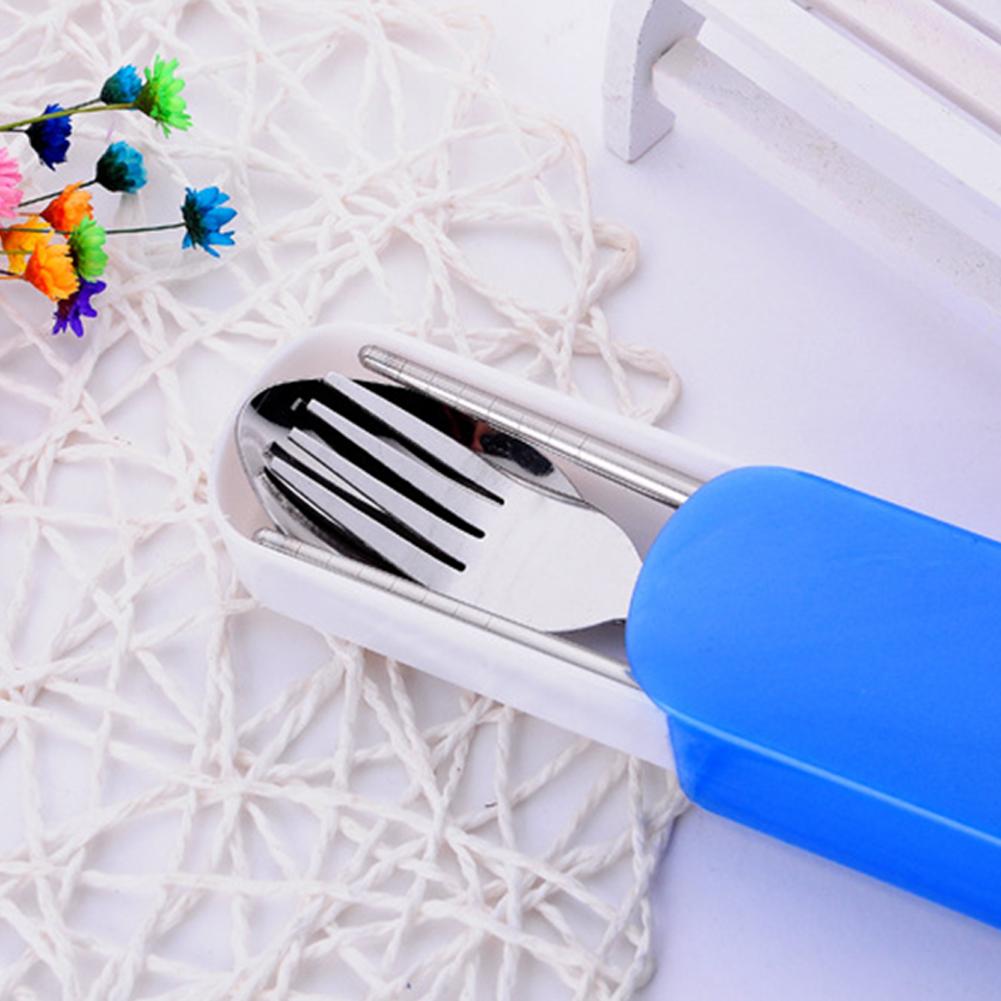 Stainless Steel Portable Cutlery Set Spoon Fork Chopsticks Dinnerware for Travelling Business Trip