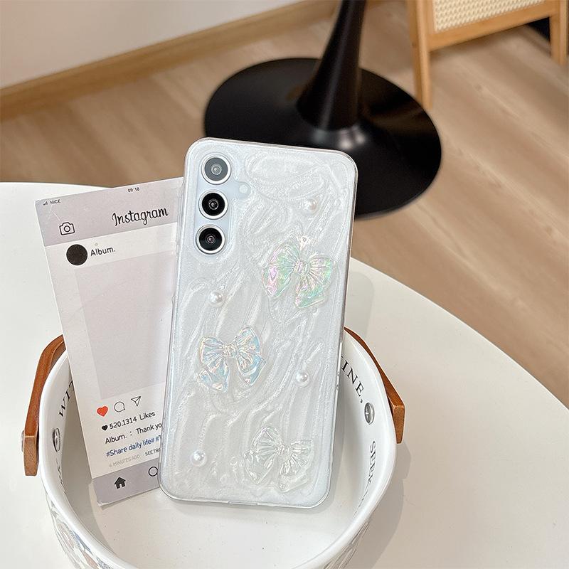 Для Samsung S25ultra Клей Блеск Чехол для мобильного телефона S24 Бант S23 Любовь Объемный A55 Корейский Инс
