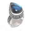 Natural Labradorite Gemstone 925 Sterling Silver Jewelry Ring Size 10.5 K1Y79